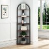 LITTLE TREE 70.87" Tall 6 Tier Corner Bookcase for Home Office Brown - 2 of 4