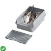 Stainless Steel Cat Litter Box with Scoop and Mats Open Top High Wall Sided Enclosure Large Metal Cat Litter Box Non-Sticky - 2 of 4