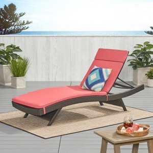 Christopher Knight Home Salem Outdoor Wicker Armless Adjustable Chaise Lounge with Cushion - 1 of 4