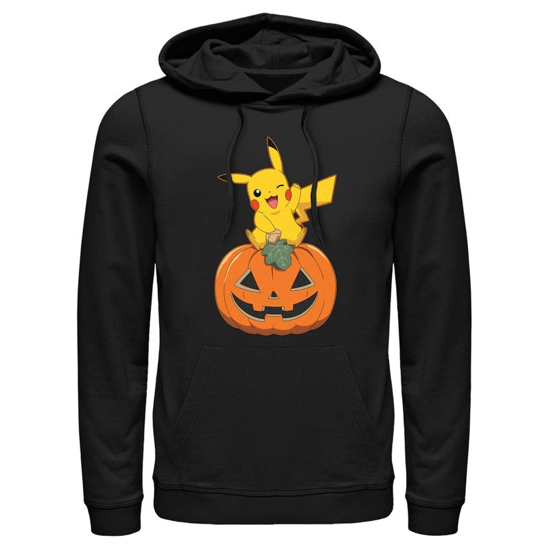 Men's Pokemon Halloween Jack-O'-Lantern Pikachu Pull Over Hoodie, 1 of 5
