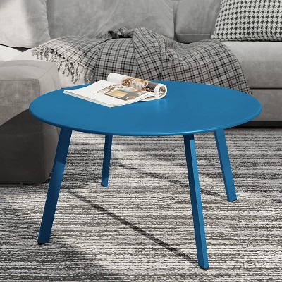 DOMETOUR 27.5 Inch Round Coffee Table Patio Side Table, Weather Resistant Outdoor Large Side Table