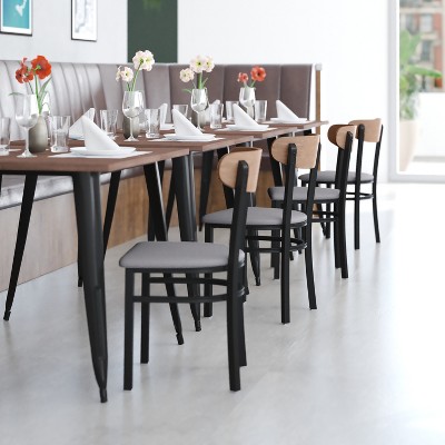 Modern Birchwood Gray Vinyl High-Capacity Dining Chair