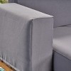 Gulches Stylish Acacia Wood 2-Seater Sofa with Iron Legs, Plush Water-Resistant Cushions in Dark Gray for Modern Patios - 4 of 4