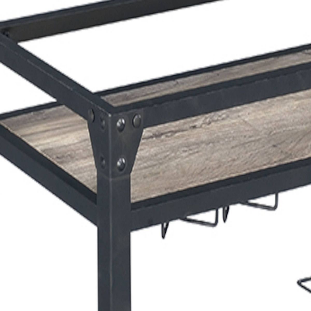 Acme Furniture Bar Serving Cart - Clear/Rustic - thumbnail 10