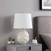 21.75" Coastal Seaside Cascade Scallop Ceramic Table Lamp Cream/Taupe - Ore International: Elegant Linen Shade, UL Listed - 3 of 4