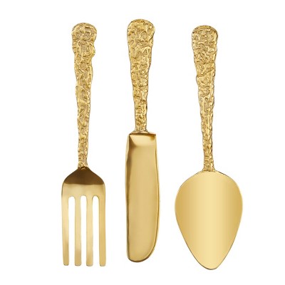 Set of 3 Glam Aluminum Framed Wall Canvas Gold - Olivia & May