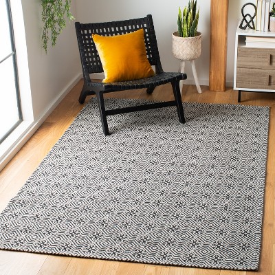 Handmade Gray Wool and Cotton Rug, 6'7" x 9'