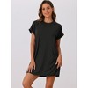 cheibear Women's Short Sleeve Round Neck Soft Night Dress with Pocket - image 2 of 4