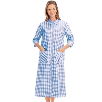 Collections Etc Pretty Pastel Gingham Check Print Snap Front Robe ...