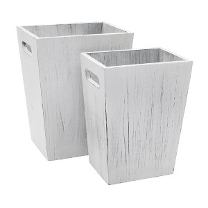 Farmlyn Creek 2 Piece Rustic Bathroom Trash Can Set with Handles for Bedroom, Living Room, Office (White-Washed, 2 Sizes) - 1 of 4