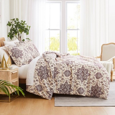 Southshore Fine Living Persia Oversized 2-Piece soft Duvet Cover Set Eggplant Twin / Twin XL