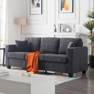 Sapphtopaz 86.6" Teddy Velvet Couch Sofa - Cushion Back & Seat with Removable Covers, 660 LBS Capacity, Cozy Furniture for Living Room & Home Spaces - 1 of 4