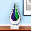 HomeRoots 11" Clear Blue and Green Murano Glass Modern Abstract Tabletop Sculpture - 2 of 4