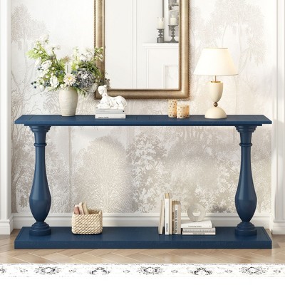 NicBex Elegant and Vintage Console Table with Vase-Leg Design,Narrow Entryway Table with Bottom Shelf for Living Room,Hallway