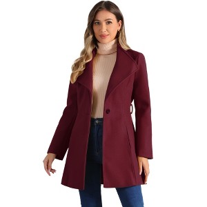 INSPIRE CHIC Women's Classic Stand Collar Long Sleeve Winter Belted Long Coat - 1 of 4