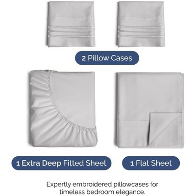 Light Grey Queen Deep Pocket Microfiber Sheet Set