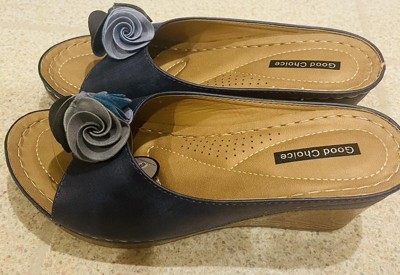 Gc Shoes Sydney Red 8 Flower Comfort Slide Wedge Sandals : Target