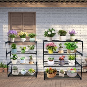 Plant Stand, 4 Tier 2 Pack Plant Shelf for Indoor Outdoor, Heavy Duty Metal Outdoor Plant Stand Holder Rack Flower Pot Holder for Home Balcony Yard - 1 of 4