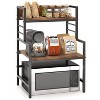 Yukimo 3-Tier Microwave Stand with 2 Open Shelves, Heavy-Duty Metal Frame, Rustic Brown Kitchen Organizer - 4 of 4