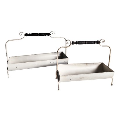 VIP Metal 19 in. Off-White Tray with Handle Set of 2