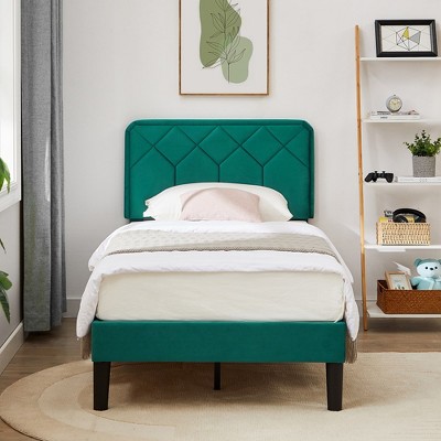 VECELO Bed Frame Premium Upholstered Platform with Height Adjustable Headboard