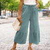 Amaryllis Women's Flowy Tiered Pants High-Waisted Drawstring Wide-Leg Relaxed Fit Casual Boho Style - 3 of 4