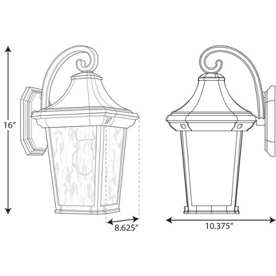 Black Dimmable Outdoor Lantern with Water Glass Shade