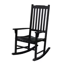 Northbeam OUtdoor Lawn Garden Solid Acacia Hardwood Slatted Back Adirondack Rocking Chair, Deck, Porch, & Patio Seating with 250 Pound Capacity, Black