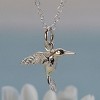Sterling Silver Emerald Humming Bird Pendant Necklace - 3 of 4
