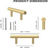 attop 4 Pcs Solid Brass Pull Kitchen Cabinet Handles Brushed Gold Decorative Contemporary Hexagon Bar Cabinet Pulls (Hole Centers:2-1/2"(64mm)) - 2 of 4