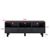 TV Stand For 60-69 Inch TV , American Country Style TV Lockers With Glass Door Panel, Metal Handles, Birch Legs & 3 Flip Drawers, Media Console Table - 4 of 4