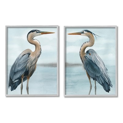 Stupell Industries Detailed Heron Bird Duo 2 Piece Framed Giclee Art Set