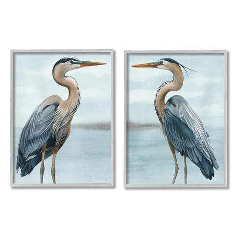 Stupell Industries Detailed Heron Bird Duo 2 Piece Framed Giclee Art ...