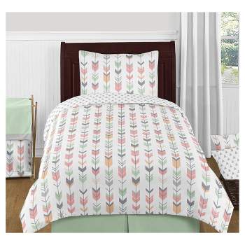 4pc Mod Arrow Twin Kids' Comforter Bedding Set Coral and Mint - Sweet Jojo Designs