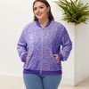 Anna-Kaci Women's Plus Size Sequin Zip-Up Bomber Jacket with Pockets - 4 of 4