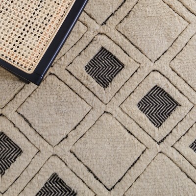 Ivory Shag Hand-Knotted Wool Rectangular Rug 6' x 9'