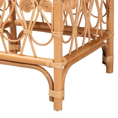 Ibiza Natural Rattan Bohemian Footstool with Foam Cushion