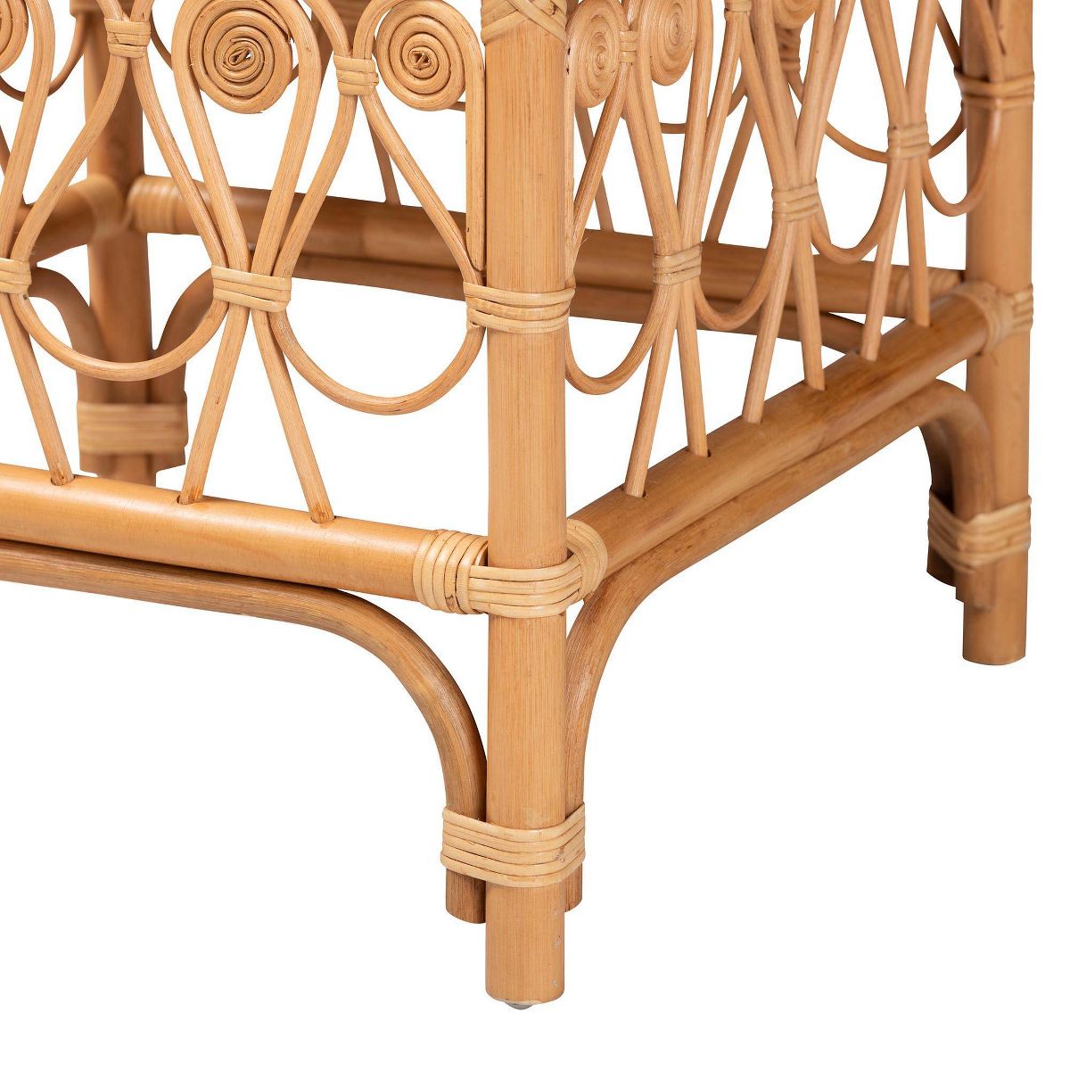 bali & pari Ibiza Rattan Footstool White/Light Honey: Upholstered Polyester, No Assembly Required - thumbnail 5