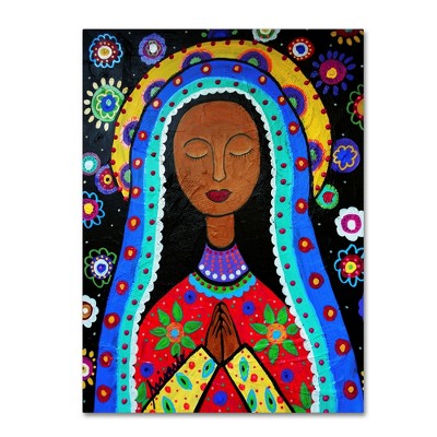 Colorful Floral Our Lady of Guadalupe Canvas Art 14'' x 19''