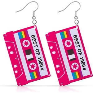 80s Retro Cassette Tape Earrings | Lightweight Acrylic Music Festival Accessory - 1 of 4