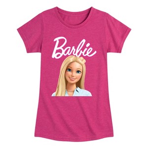 Girls' - Barbie - Doll Head Fitted Short Sleeve Graphic T-Shirt - 1 of 4
