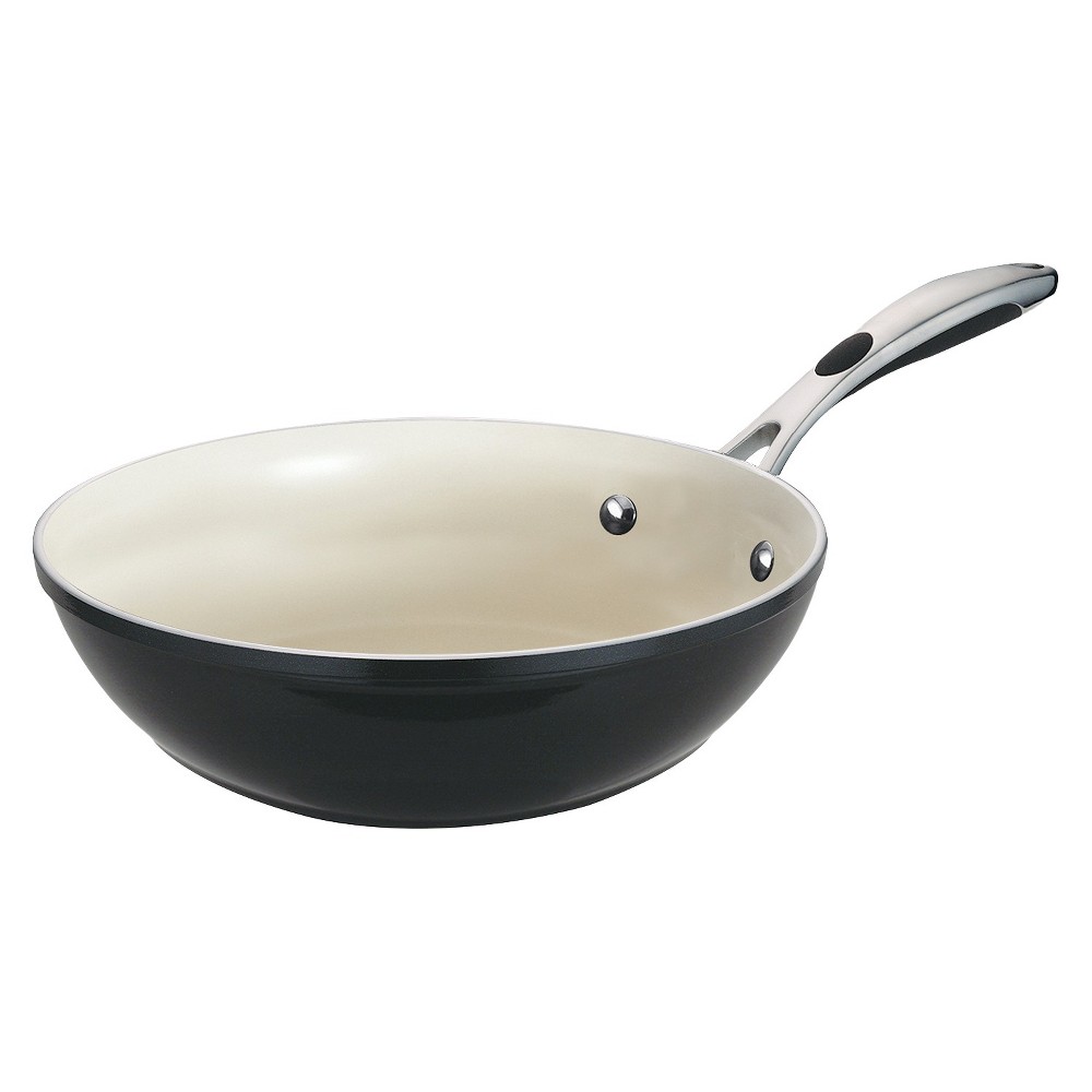 Photos - Pan Tramontina Gourmet Ceramica Deluxe 11" Stir Fry Wok - Black 