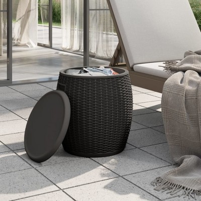 Black Wicker Polypropylene 4-in-1 Patio Deck Box
