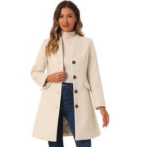 INSPIRE CHIC Women's Elegant Winter V Neck Single Breasted Long Overcoat - 1 of 4