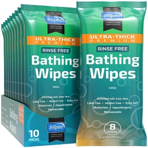 Inspire Ultra Thick Rinse Free Body Wash Wipes, Bathing Wipes, Shower Wipes - Rinse Free Wet Wipes - 1 of 4