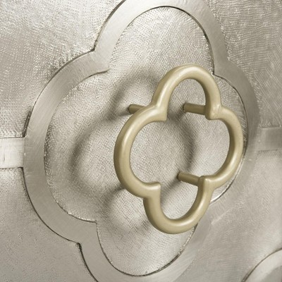 Antonella 42'' Silver Metal Chest with Quatrefoil Hardware