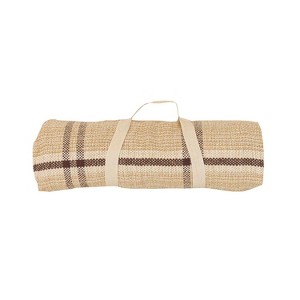 Plaid with Side Fringe Oversized Throw Sepia with Carrying Handle by Foreside Home & Garden - 1 of 4