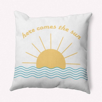 e by design Here Comes The Sun Decorative Throw Pillow Turquoise Blue: Indoor Square Accent Pillow, Polyester Twill