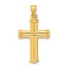 Black Bow Jewelry Men's 14k Yellow Gold Hollow 3D Grooved Cross Pendant - 3 of 4