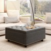 Airsurfer Large Square Storage Ottoman with Dual Doors, Mid-Century Modern Coffee Table Footstool, Brown PU Leather with Studded Detail - 3 of 4